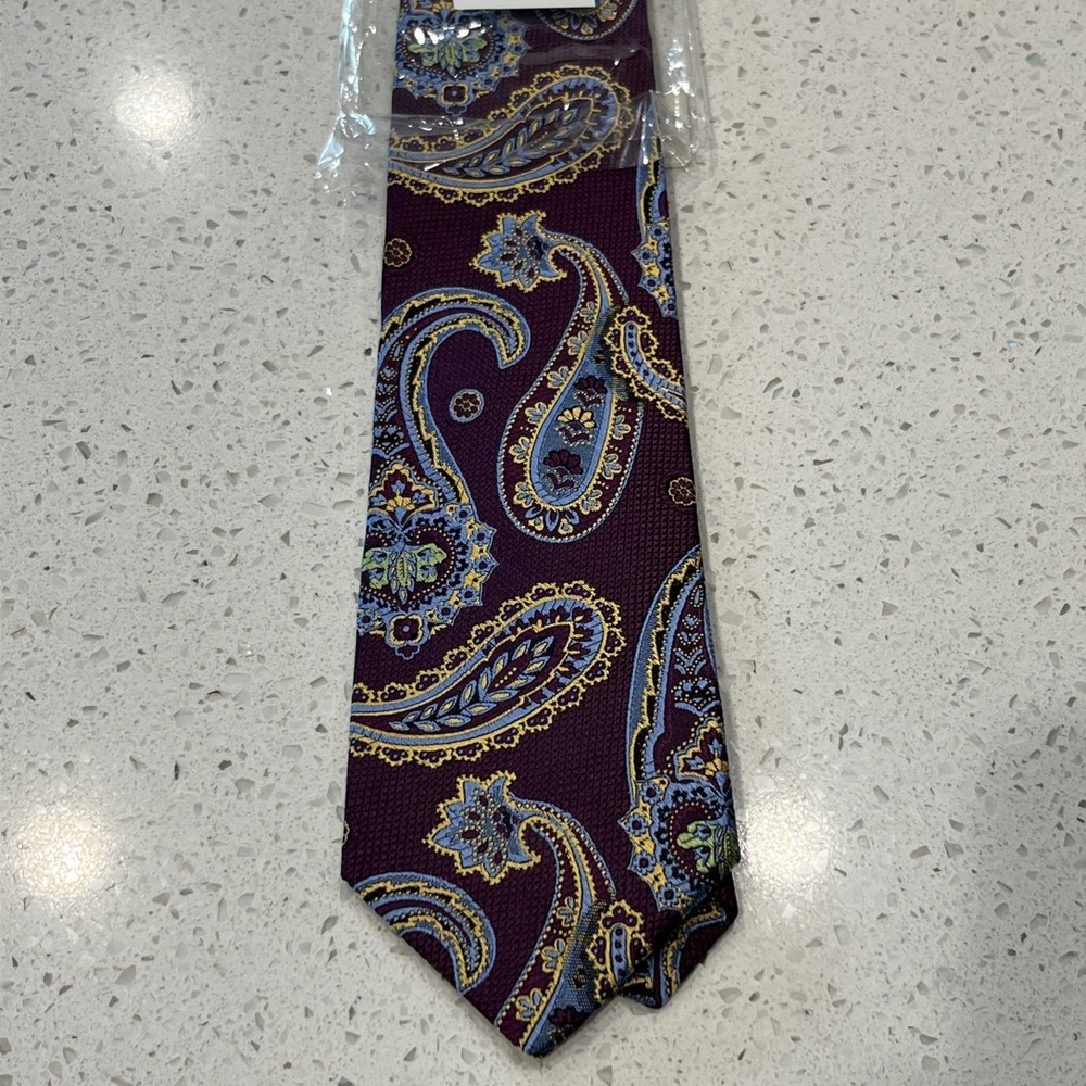 NWT Holland & Sherry Multicolored Paisley Silk Tie Ornate Detail